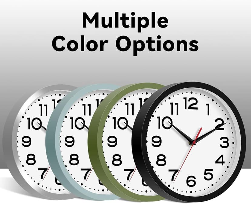 Roymnie Wall Clock Silent Non-Ticking Modern Clock Battery Operated 8 Inch Small Classic Analog Decorative for Kitchen, Living Room, Office, Bedroom, Bathroom (Black)