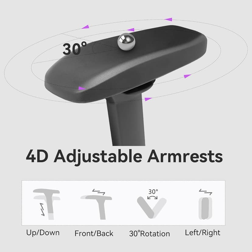 Gaming Chair 4D Adjustable Armrests - 170° Reclining & 320lb Capacity, High Back Ergonomic Computer Chair with Lumbar Support, Fabric Office Chair for Adults (Black)