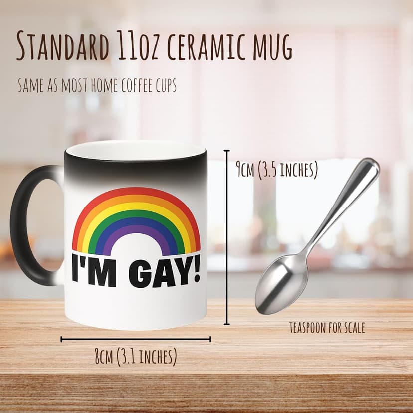 Turtle Straws I'm Gay Rainbow Heat Change Coffee Mug – Funny Gag Gifts for Men, Prank Gift for Him, Brother, Coworker, Best Friend – Novelty Birthday Gift, Secret Santa, White Elephant B0CF2S19WW