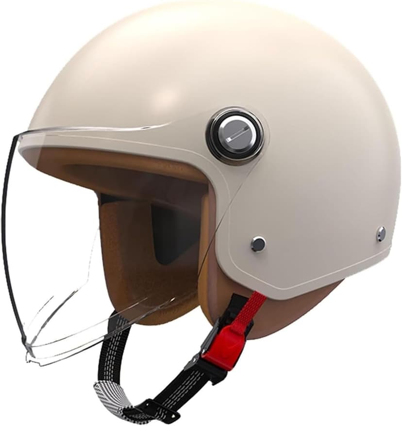 Retro 3/4 Motorcycle Half Helmets,DOT Approved Vintage Scooter Dirt-Bike Go-Kart Moped Electric Bicycle Light Quick Buckle Open Face ATV Helmet for Adult Men Women