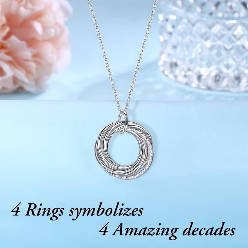IEFLIFE Birthday Gifts for Women, Sterling Silver Necklaces, 40th 50th 60th 70th 80th 90th Birthday Necklace, 40 50 60 70 80 90 Years Old Birthday Gifts, 4 5 6 7 8 9 Decade Birthday Jewelry for Women