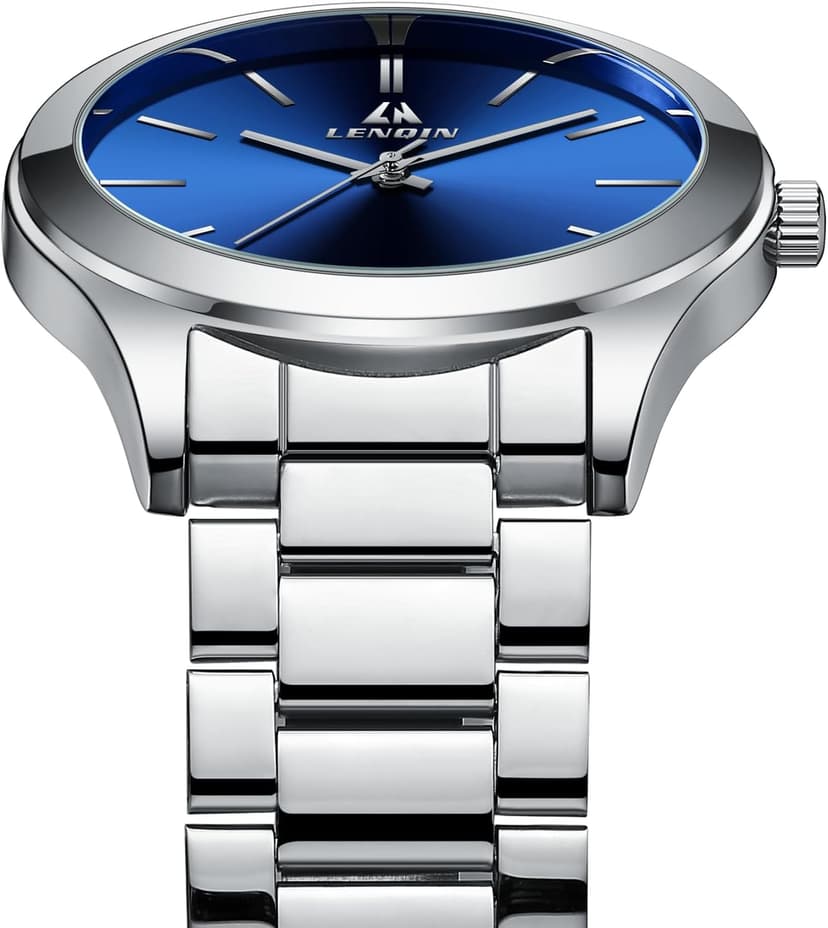 LN LENQIN Mens Watches Waterproof Stainless Steel Watch for Men Analog Quartz Fashion Business Designer Wristwatch