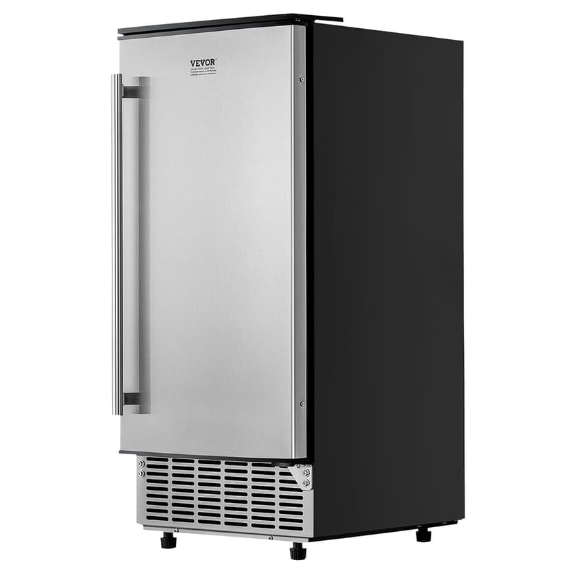 VEVOR Under Counter Ice Maker, 80 Lbs/Day Stainless Steel Built-in Ice Makers Machine with Drain Pump Reversible Door, 26lbs Storage Freestanding Ice Maker for Commercial Home Kitchen