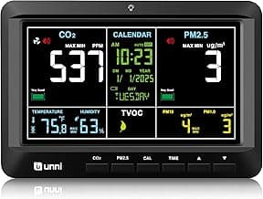 Air Quality Monitor Indoor 7.5" Display + Alerts, CO2 Monitor PM2.5 PM1.0 PM10 with TVOC Temperature Humidity for Home, Kitchen, Bedroom, Office, RV