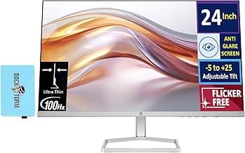 HP 24" 100Hz 300 nits IPS FHD (1920x1080) Monitor (Replaces M24f) w/Docztorm Hub USB Port Expander, Flicker-Free, Adjustable Tilt, 1x HDMI 1.4, 1x VGA, Black/Silver (2026 Latest Model)