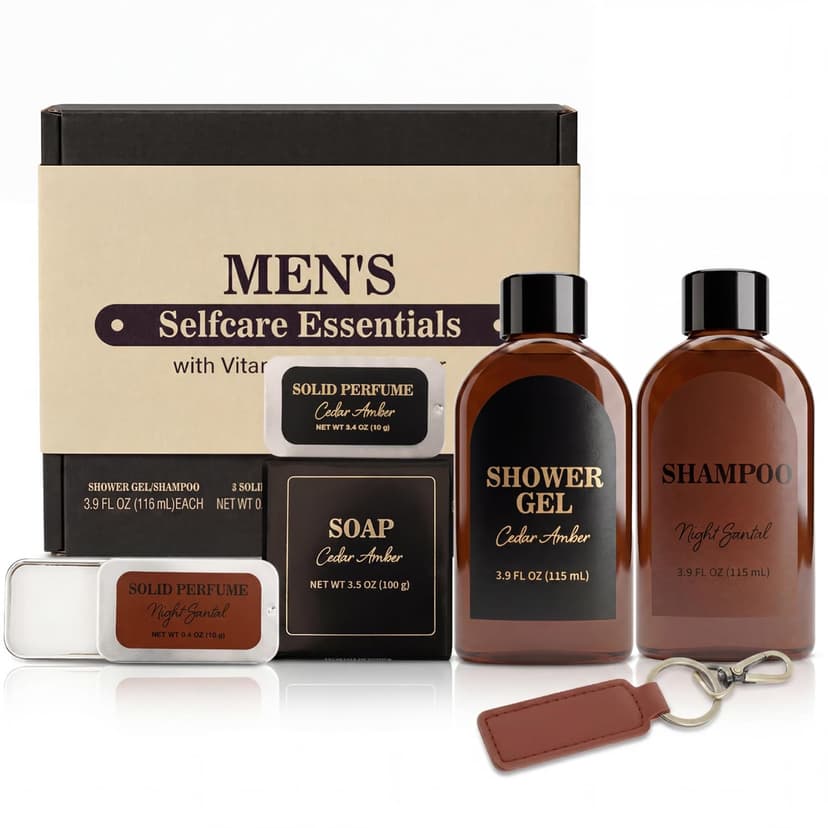 Self Care Bath Set for Man Thank You Gift Basket Regalos para Hombre Anniversary Christmas Fathers Day Gift for Him Gifts for Men 6 Pcs Cedar & Sandal Mens Gift Set, Birthday Gift Set for Men B0DJ7FNJJR