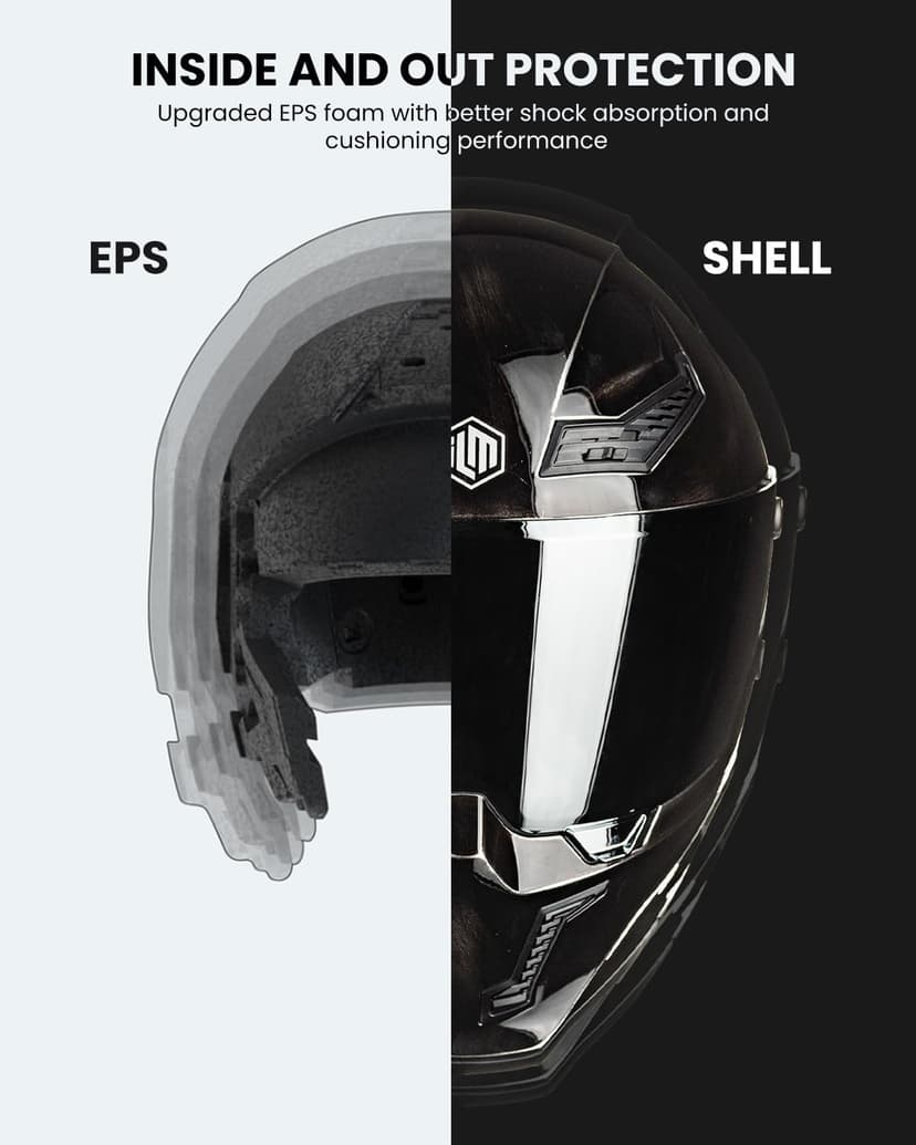 ILM Motorcycle Helmets for Adult Men Women Full Face DOT ECE Powersports Dual Visor Street Racing Helmet with Pinlock Cascos para Motos Model MF509 (War Damaged Gray, L)