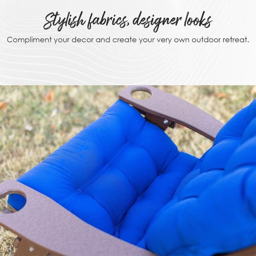 RSH DECOR Outdoor Chair Cushions Tufted Adirondack Chair Cushion Blue Tan Crab 42.5 x 21, Rocking Chair Cushion Pad, Patio Furniture Cushions for Porch or Deck, Made in USA