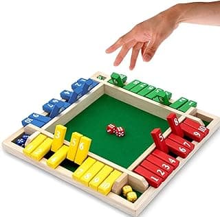 Nicecho Shut The Box Dice Game,2-4 Player Family Wooden Board Table Math Games for Adults and Kids, 8 Dices Classics Games for Classroom,Home,Party or Pub