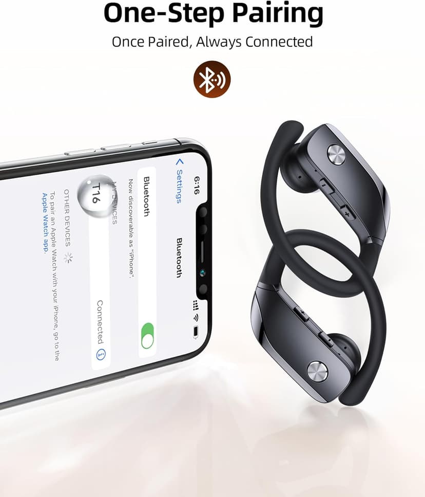 bmanl Wireless Earbuds Bluetooth Headphones Over Ear Hooks Ear Buds with 80H Playtime, LED Power Display, Dual Mic Clear Calls, Sports Wireless Ear Buds Bluetooth Earbuds for Running Gym Workout Black