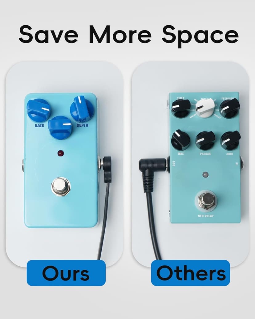 voltrish 3 Pack Guitar Patch Cables, Premium 5 Inch Right-Angle 1/4" TS Pedal Board Cable, Oxygen-Free Copper & Dual Shielding for Ultra Low Noise, Space Saving Flat Design Guitar Pedal Accessories