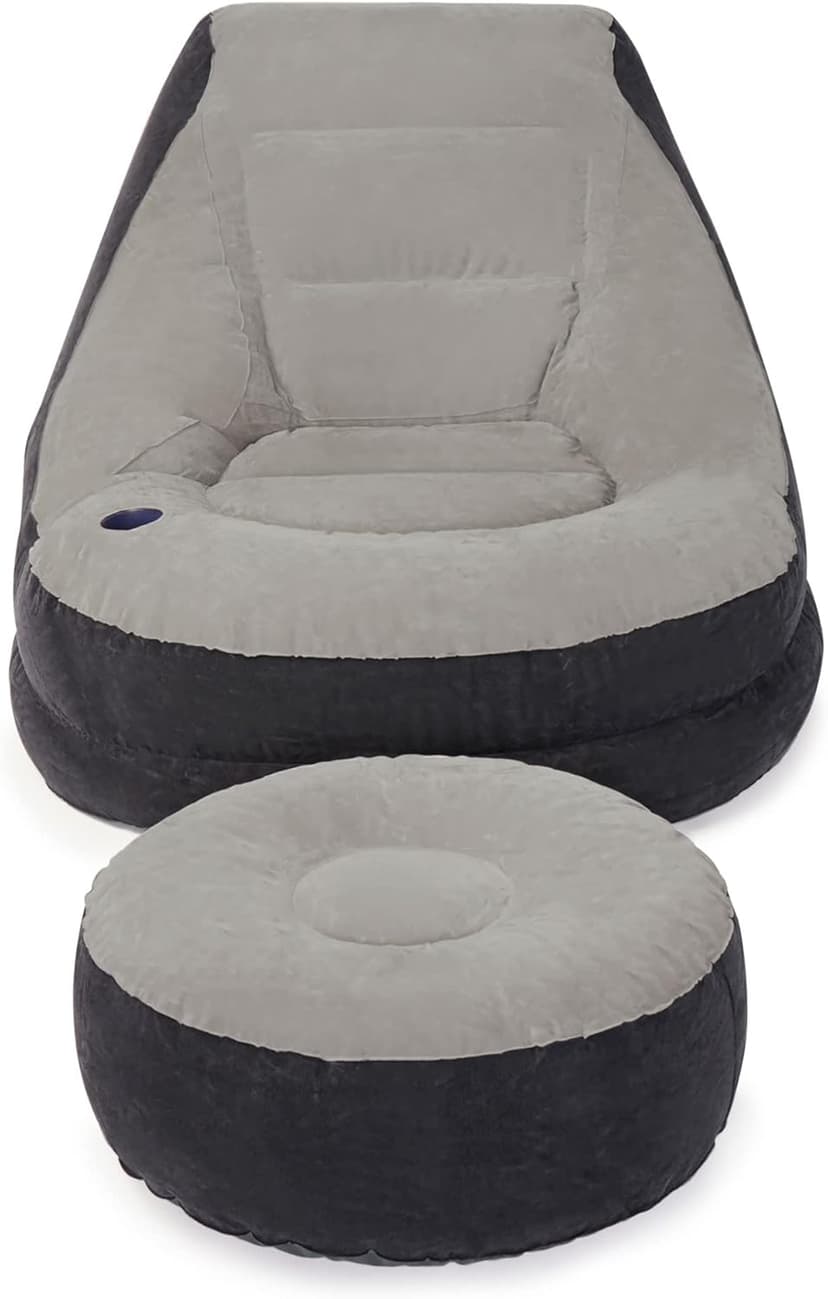 Intex Inflatable Ultra Lounge Chair With Cup Holder And Ottoman Set (4 Pack)