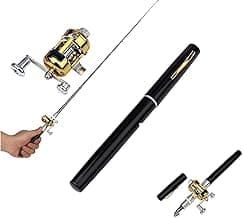 Pocket Size Fishing Rod, Aluminum Alloy Fishing Rod, Mini Fishing Rod Reel Combo, Telescopic 38inch Mini Fishing Pen, Portable Collapsible Telescopic Fishing Pole,for River, Reservoir