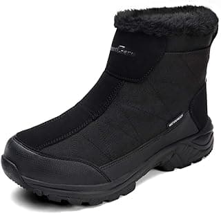 SILENTCARE Men's Warm Snow Boots, Fur Lined Waterproof Winter Shoes, Anti-Slip Lightweight Ankle Boot