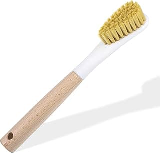 Jxiwfvl Wood Laundry Stain Brush with Soft Bristle, Stain Remover Brushes with Long Handle for Cleaning Shoes Clothes Fabric, Protable Laundry Scrub Brush for Stains on Clothes(Natural)