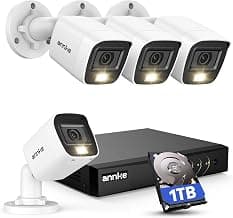 ANNKE 8CH 2MP Security Camera System, 8 Channel H.265+ DVR Recorder, AI Human/Vehicle Detection, 4X 1080P Cams with Smart Dual Light Color Night Vision for Home & Business Surveillance, IP67, 1TB HDD