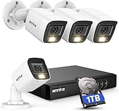ANNKE 8CH 2MP Security Camera System, 8 Channel H.265+ DVR Recorder, AI Human/Vehicle Detection, 4X 1080P Cams with Smart Dual Light Color Night Vision for Home & Business Surveillance, IP67, 1TB HDD
