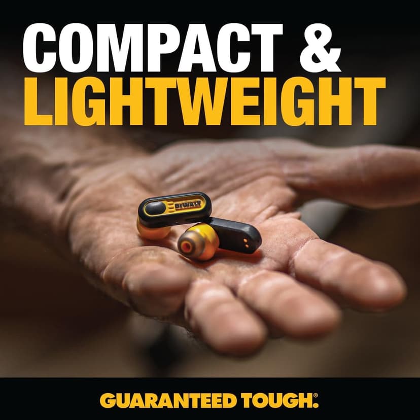 DEWALT Heavy Duty True Wireless Ear Buds, Bluetooth Headphones with Type C Charging Case Included, Over 37 Hours of Battery Life, Easy Setup for iPhone, Perfect for Jobsite, Outdoor Work, Yellow