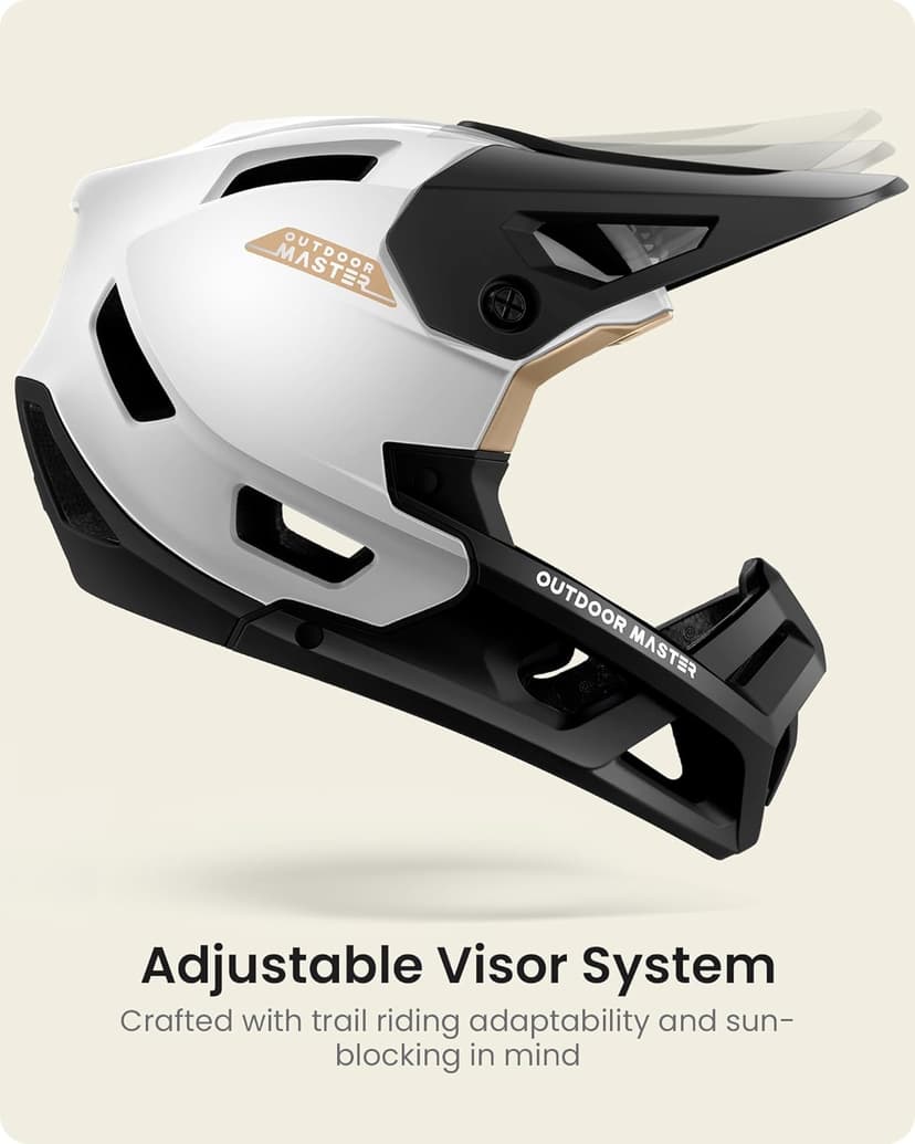 OutdoorMaster Full Face Mountain Bike Helmet for Men & Women-Two Removable Chin Pad Mountain Bike Helmet Grizzly, Ventilation Lightweight Racing Downhill DH BMX MTB Helmet