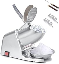 Electric Ice Shaver Machine, Dual Blade &178 lbs/hr | 300W Ice Crusher for Home Use and Commercial, Shaved Ice Machine, Ice Grinder, Ice Pick & Extra Blades, ETL-Listed, Silver