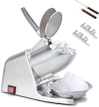 Electric Ice Shaver Machine, Dual Blade &178 lbs/hr | 300W Ice Crusher for Home Use and Commercial, Shaved Ice Machine, Ice Grinder, Ice Pick & Extra Blades, ETL-Listed, Silver