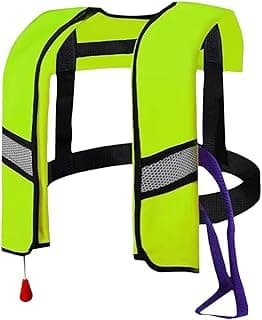 Automatic Inflatable Life Jacket for Adults – Adjustable Buoyancy Vest with Manual Override,Reflective Strips & Safety Whistle for Boating, Kayaking, Surfing & Swimming.