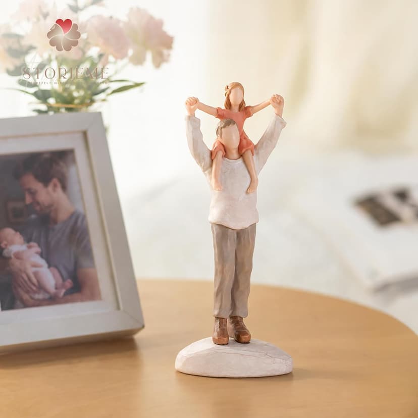 Hand-Painted Shoulder-Ride Sculpture in Gift Box for Father's Day, Birthdays, Christmas, Weddings and Home Display Storieme Father Daughter Figurine, Gift for Dad Birthday from Daughter B0F8V8VJNH