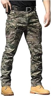 tobchonp Mens Cargo Pants Water Resistant Relaxed Fit Hiking Work Pants Multi Pockets Ripstop Flex Baggy Camo Tactical Pant