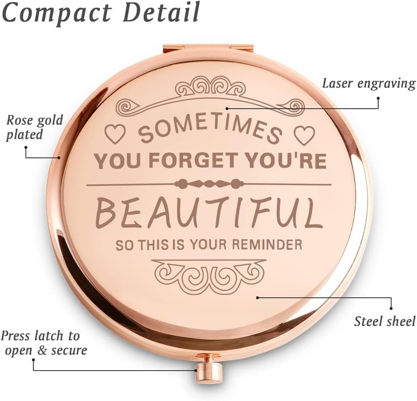 Inspirational Gifts for Women Girl, Personalized Gift for Adult Teen, Compact Mirror for Friend Sister Daughter Wife Mom, Birthday Graduation Mothers Day Basket Stuffers B0CSFWSZKC