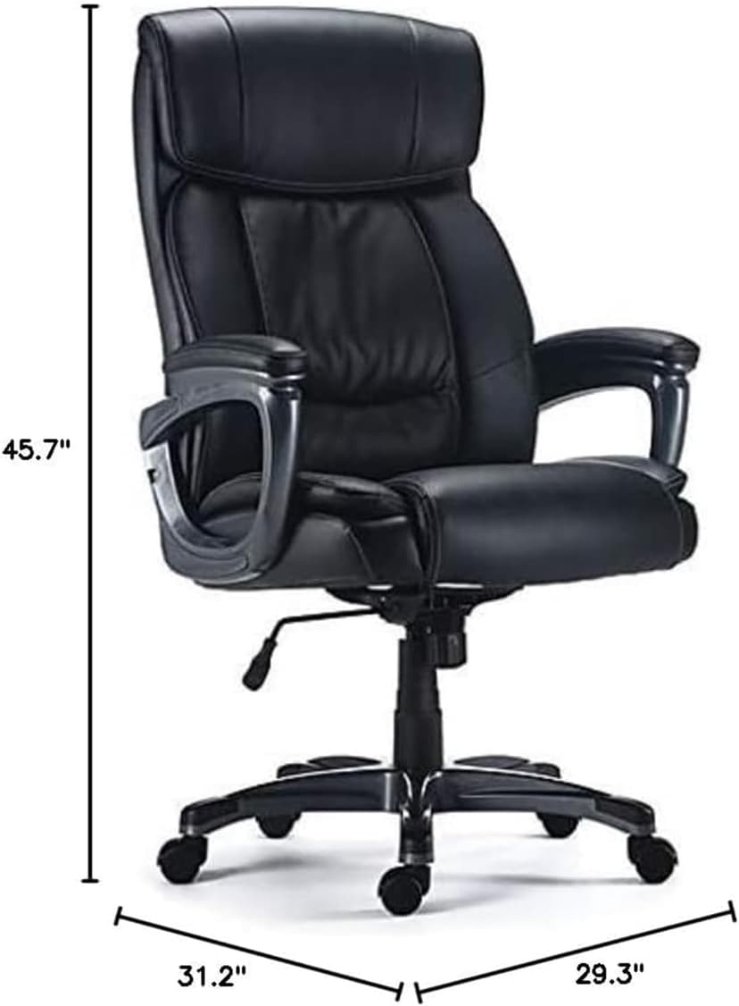 STAPLES Lockland Ergonomic Managers Office Chair, Big & Tall Cushioned, Adjustable Height, Metal Frame, Bonded Leather, for Workspace, Home, or Gaming, Black