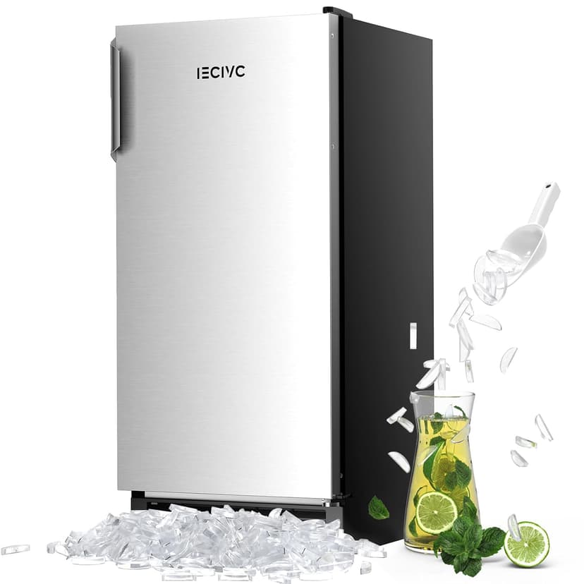Under Counter Crescent Ice Maker Machine, 15'' W Drainless Built-in Ice Maker, 25 LBS/Day with 22 LBS Storage Bin, Perfect for Commercial Home Bar, No Drain