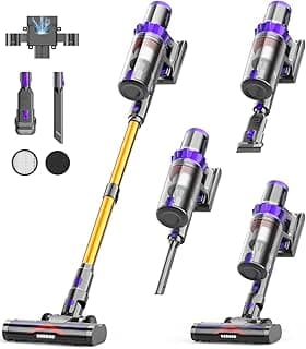 Cordless Vacuum Cleaner, 50KPA Powerful Suction, 70Min Runtime Vacuum Cleaners for Home, Self-Standing Stick Vacuum with Charging Dock Station,Anti-Tangle Brush for Home Pet Hair/Carpet/Hardwood Floor