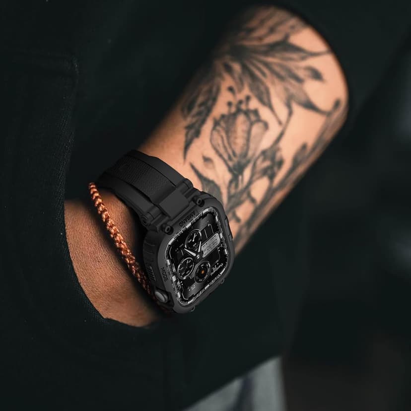 amBand M1 Sport Case Band for Apple Watch Ultra 3/2/1 & SE 3/2/1 & Series 11 10 9 8 7 6 5 4 3 49mm 46mm 45mm 44mm 42mm 41mm 40mm 38mm, Shockproof & Scratch Resistant Rugged Bumper for Men