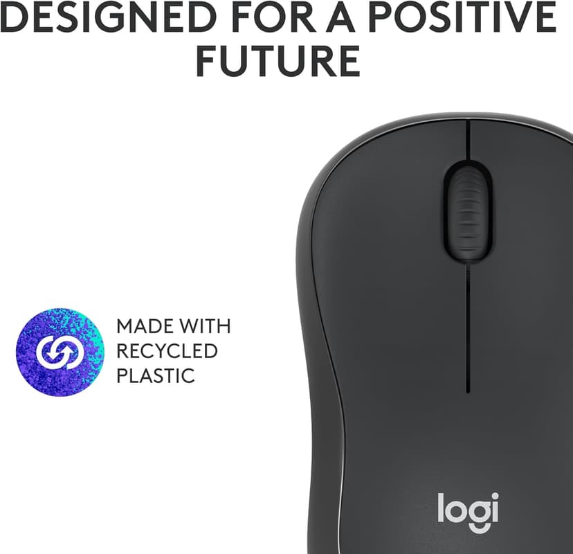 Logitech M240 Silent Bluetooth Mouse, Wireless, Compact, Portable, Smooth Tracking, 18-Month Battery, for Windows, macOS, ChromeOS, Compatible with PC, Mac, Laptop, Tablets - Graphite