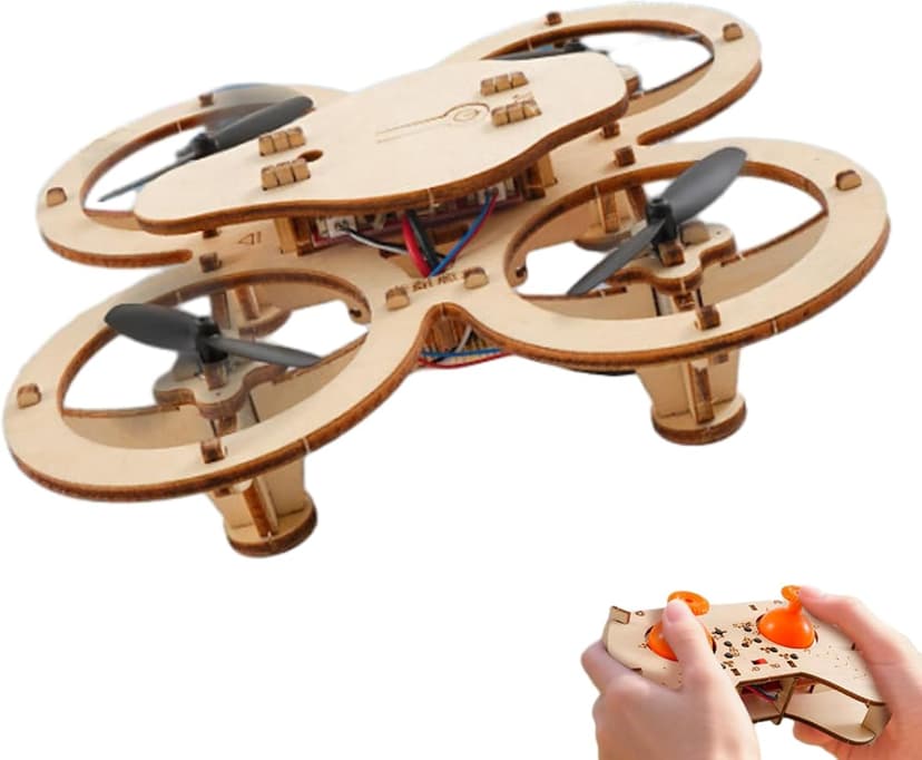 DIY Wooden Drone Assembly Kit, Wooden Drone Building Kit, Remote Control Mini Quadcopters, DIY Assembly Drones with 4-Axis Flight, Creative Building Model for Kids and Adults (1 PCS)