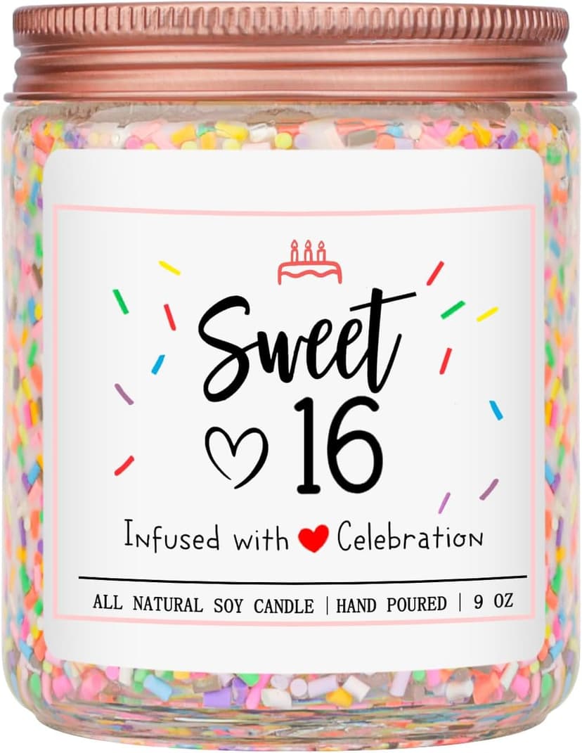 Homsolver 16th Birthday Gifts for Girls, Vanilla Cream Scent Best Ideas Birthday Presents for Daughter, Friends, Sister, Handmade Aromatherapy Candle Decorations