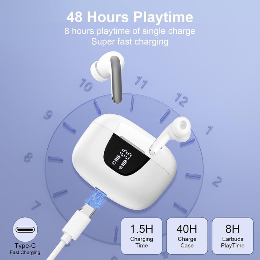 Wireless Earbuds Bluetooth Ear Buds Headphones for iPhone 17 Pro Max 17 Pro 17 Air 16 15 Pro Max 16e 16 15 Plus, iPhone Bluetooth Earbuds 48 Hours Playtime, IP7 Waterproof in-Ear Earphones