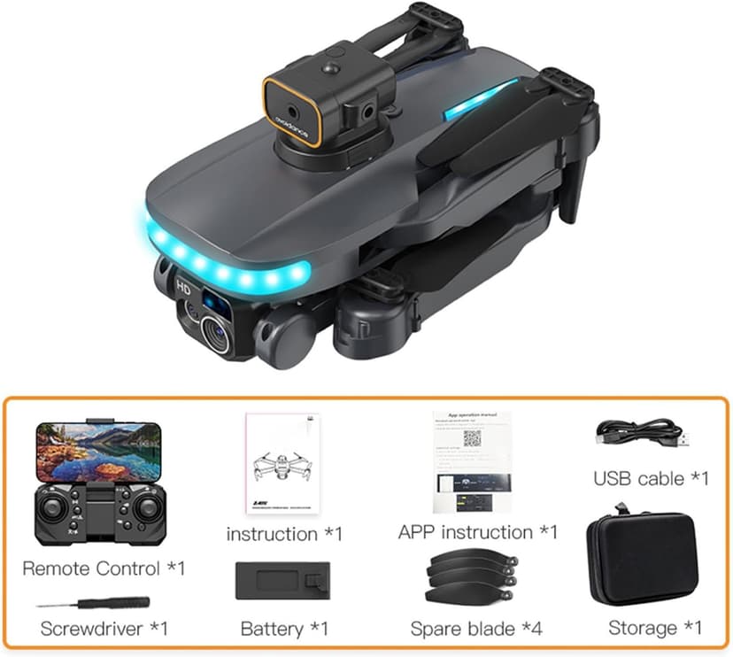 WiFi FPV Drone with 4K HD Camera – Foldable RC Quadcopter, Altitude Hold, Headless Mode, Route Fly, 80-100m Control Range, VR Experience, Ideal for Beginners, Includes Carrying Case (Black)