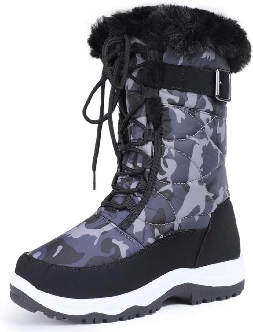 CIOR Women's Waterproof Winter Snow Boots Warm Faux Fur Lined Anti-Slip Cold Weather Boots