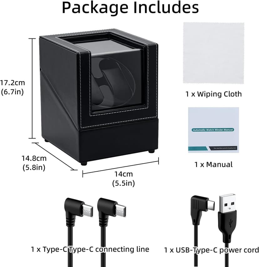 Mcbazel Mcbazel Watch Winder for Automatic Watches, Double Automatic Watch Winder Box with Quiet Japan-made Motor, Automatic Watch Display Storage Rotation Wristwatch Box with 2 Slots (Black PU Leather)