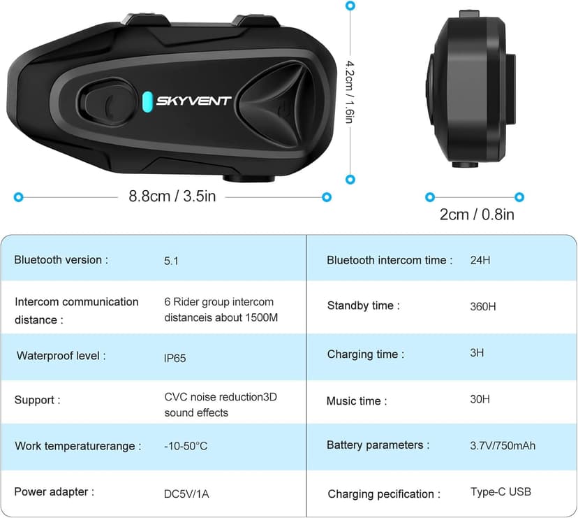 Q4 Motorcycle Bluetooth Communication System Headset Intercom, 4 Riders 1500m Music Sharing, FM, Noise Cancellation, IP65 Waterproof, Dual Pack (Q4)