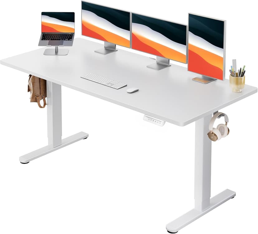 HUANUO Electric Standing Desk, Whole Piece Desktop, Adjustable Height Computer Desk, 4 Height Memory Settings, Sit Stand Up Desk for Home Office, 60" x 24", Light Vintage