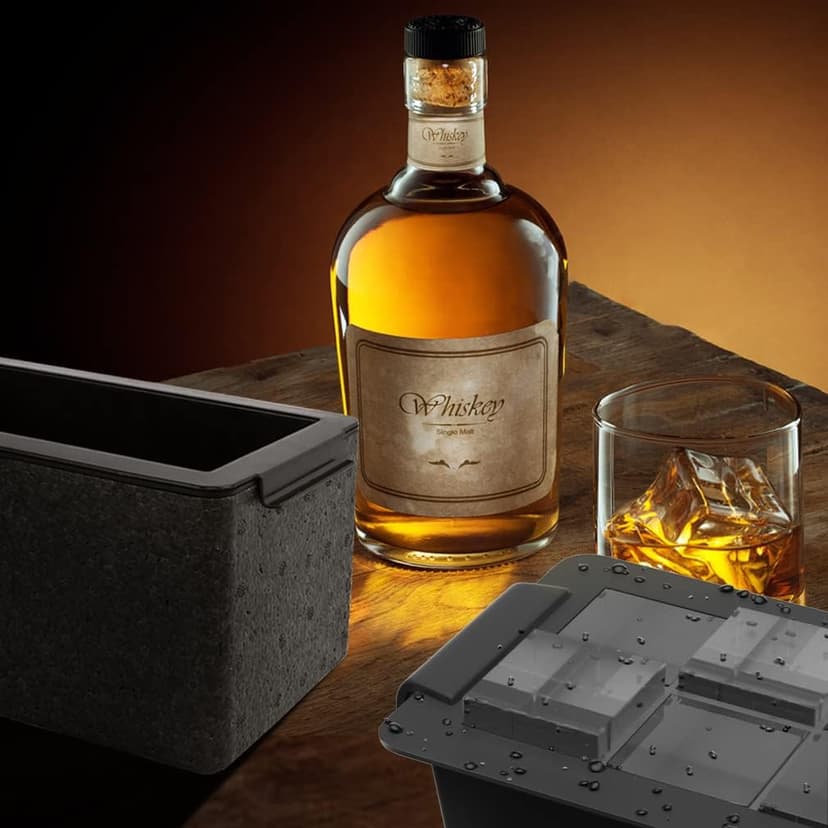 TINANA Upgrade 2 Inch Clear Ice Cube Tray Make 8 Large Square Crystal Ice Cube Maker for Cocktail, Whiskey & Bourbon Drinks, Gifts for Men