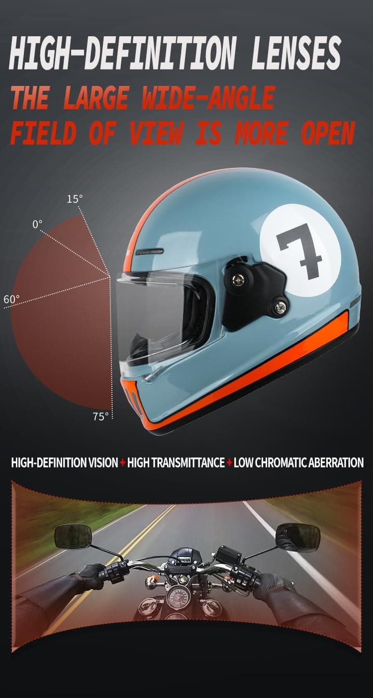 Vintage Full Face Motorcycle Helmet for Women Men for Cruiser, Cafe Racer, Commuting & Touring, DOT Certified