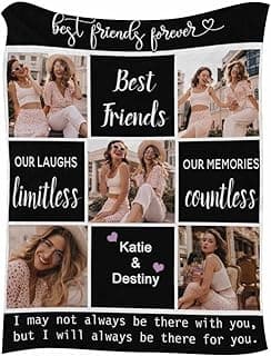 Artsadd Custom Best Friend Blanket with Photos, Best Friends Forever Bed Blanket Personalized Friendship Picture Throw Blanket for Girls BFF Customized Birthday Gifts for Women 30x40