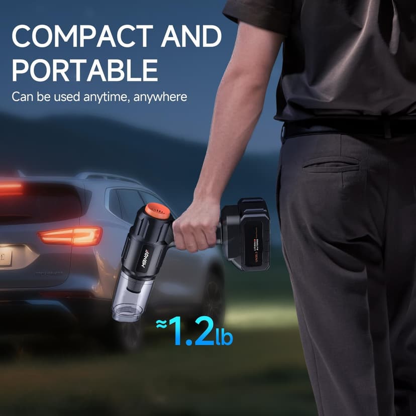 Car Vacuum Portable Cordless,35000PA High Power Suction & Blower, Handheld Vacuum Cleaner for Car, Home, Desktop, Keyboard(Fog Black)