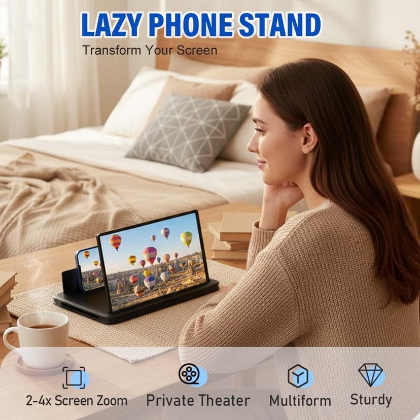 Mobile Phone Magnifier Screen, 2026 New 3D HD Magnifying Projector Screen Enlarger for Movies, Videos and Gaming, Portable 3D Magnifying Screen for Elderly (Black, 10 Inch)