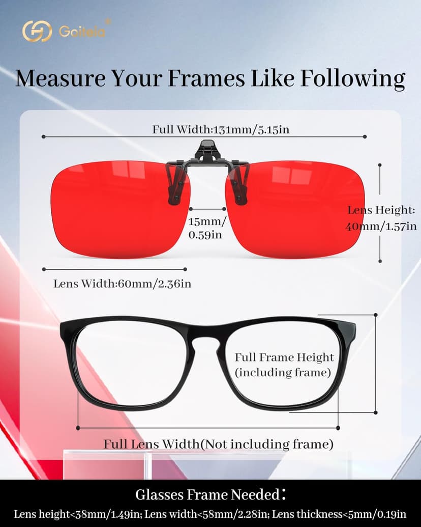 Goiteia Red Clip on Blue Light Blocking Glasses for Sleep-Block Blue & Green Light-Fast and Sound Sleep/Relieve Eye Strain