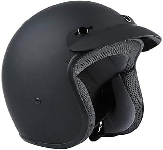TCMT Adult Motorcycle 3/4 Open Face Helmet With Visor Cafe Racer Cruiser DOT Approved Size L
