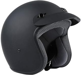TCMT Adult Motorcycle 3/4 Open Face Helmet With Visor Cafe Racer Cruiser DOT Approved Size L